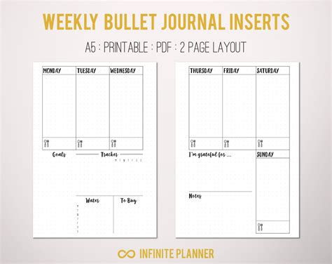 Weekly Bullet Journal Printable Template