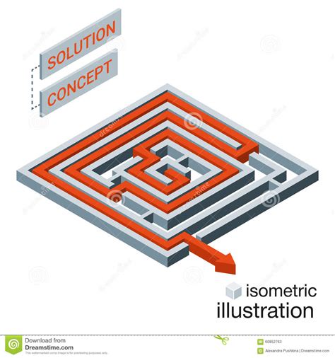 Labirinto Isométrico Conceito Da Solução Do Labirinto Ilustração Do