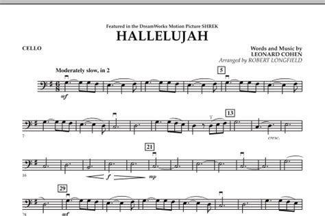 Hallelujah Cello Sheet Music Robert Longfield Orchestra