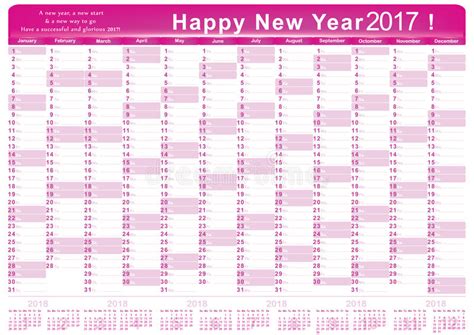 English Printable Organizer Planner Calendar 2017 Stock Illustration