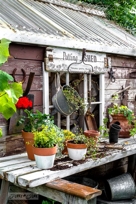 Rustic Shed Reveal With Sawhorse Potting Bench And Old