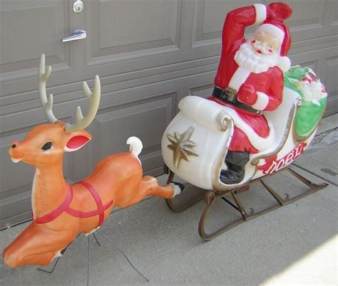 Vintage Empire Santa Sleigh Christmas Blowmold Reindeer