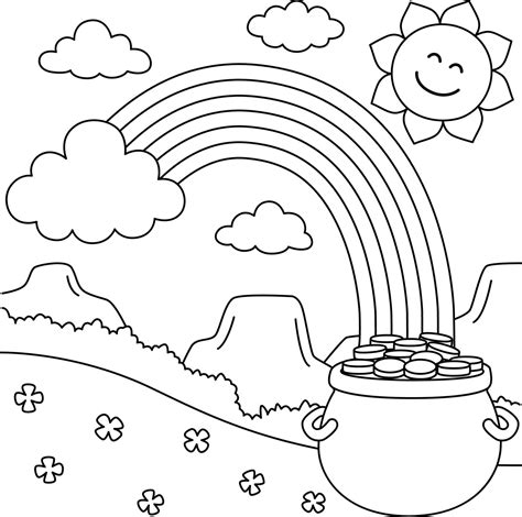 St. Patricks Day Rainbow Coloring Page for Kids 4871273 Vector Art at