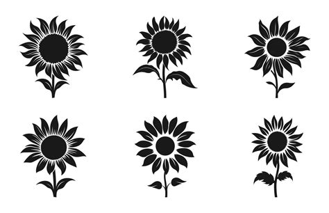 Sunflower Silhouette Vector Set Flowers Clipart Bundle 35506274 Vector