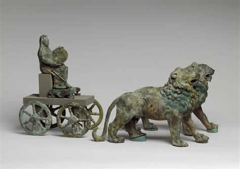 Bronze Statuette Of Cybele On A Cart Drawn By Lions Roman Mid