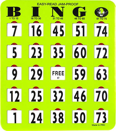 Easy Read Jam Proof Bingo Shutter Card 25 Count By Mr Chips Uk Toys And Games