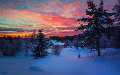 Winter Snow Sunset Wallpaper 1920x1200 204827 Wallpaperup