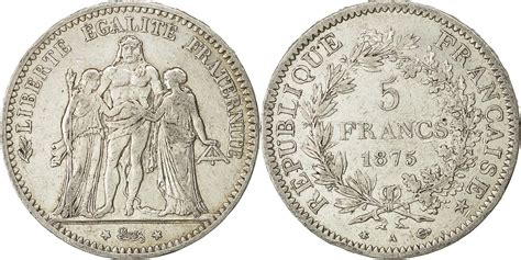 France 5 Francs 1875 A Monnaie Hercule Paris Argent Gadoury745a