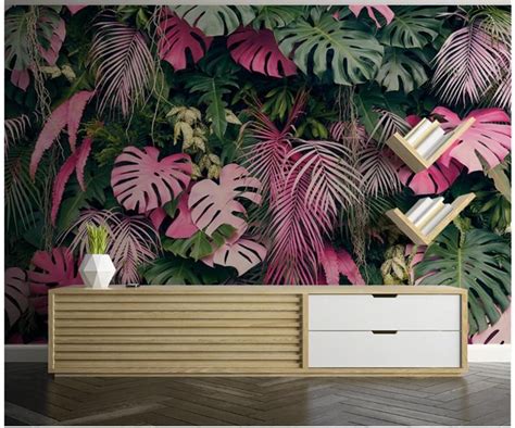 Rainforest Plants Tropical Leaves Wallpaper Wall Mural Etsy In 2020 Leaf Wallpaper