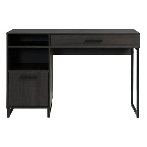 Mainstays Wood And Metal Writing Desk With 1 Drawer And 1 Door Espresso