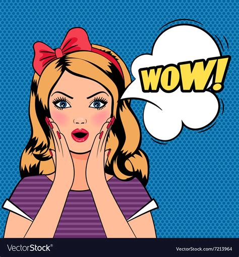 Wow Woman Pop Art Woman With Sign Royalty Free Vector Image