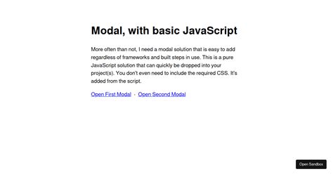 Javascript Modal Codesandbox