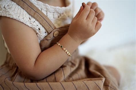 Baby Bracelet 14k Gold Fill Birthstone Bracelet Kids Etsy Baby