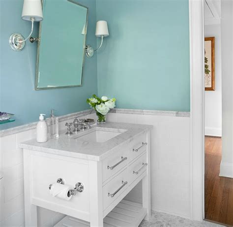 Spa Blue Paint Color Transitional Bathroom Sherwin Williams Dutch