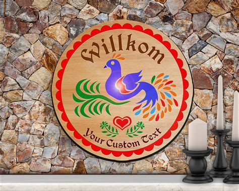 Pa Dutch Custom Hex Sign Welcome Bird Of Paradise 24in Engraved Hand