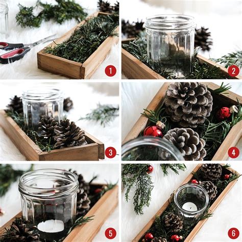 The Steps To Make Pine Cones And Candles In Mason Jars