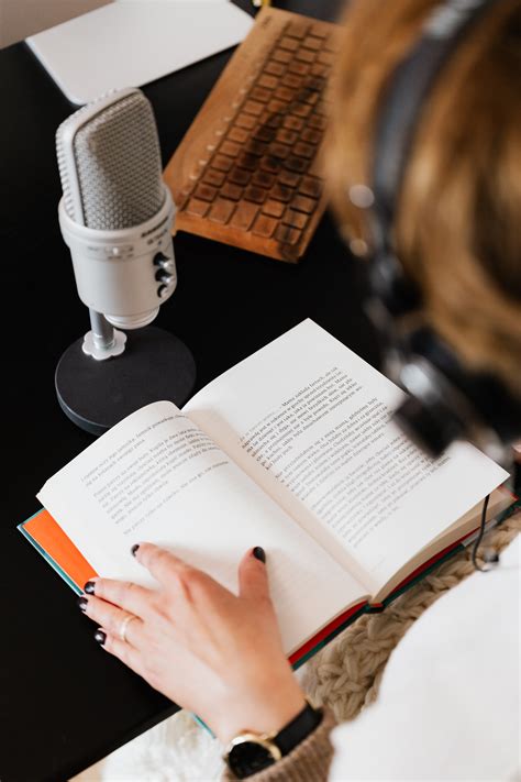 Unrecognizable Female Audiobook Narrator Recording Audiobook · Free