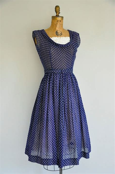 50s Vintage Dress 1950s Navy Blue Lace Dress 50s Sheer Etsy