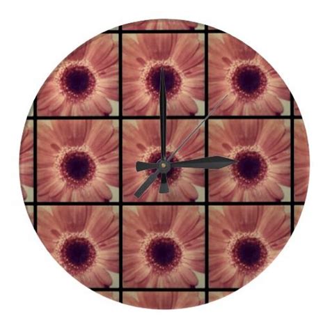 Customizable Faded Gerber Daisy Large Round Wall Clock On Sale At