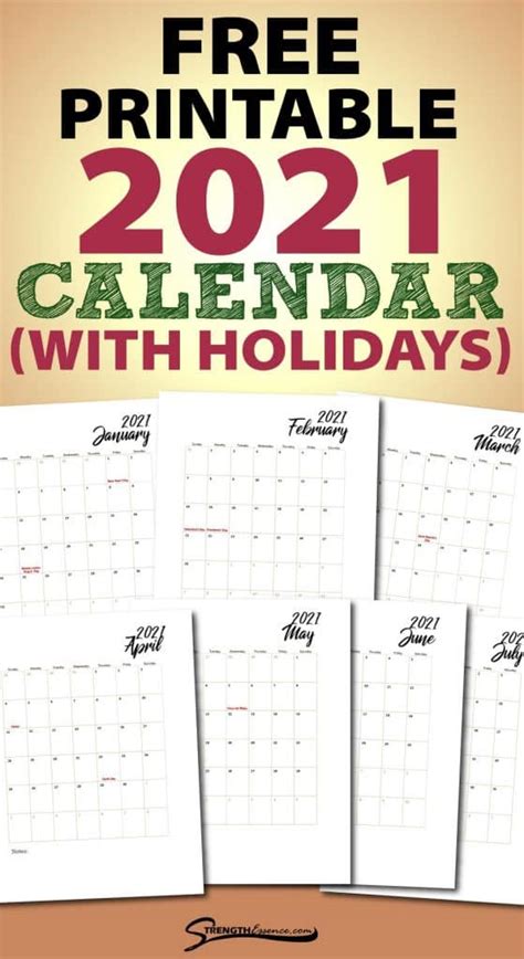 2021 Calendar Printable With Holidays Usa 2021 Printable Calendars
