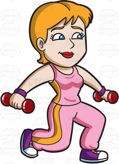 A Woman Working Out In A Gym Cartoon Drawings Cartoon Drawings