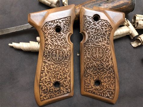 Beretta F Fs M Walnut Wood Grips Handmade A Etsy
