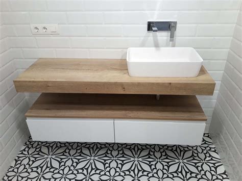Baño encimera ingletada roble rústico Arnit Muebles de baño Mueble baño madera Baños madera
