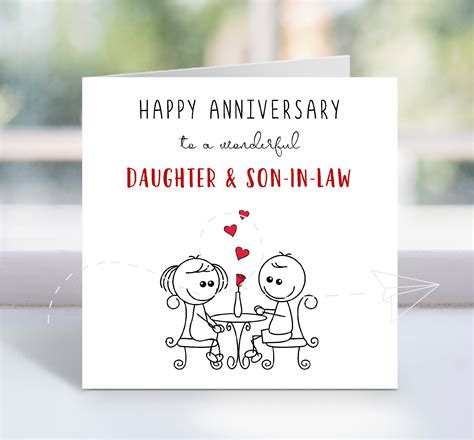 Daughter And Son In Law Wedding Anniversary Card 6 X 6 Blank Inside