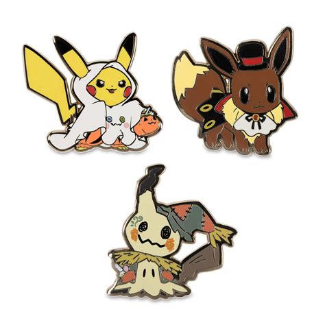 Official Halloween Pikachu Eevee And Mimikyu Pokémon Pins