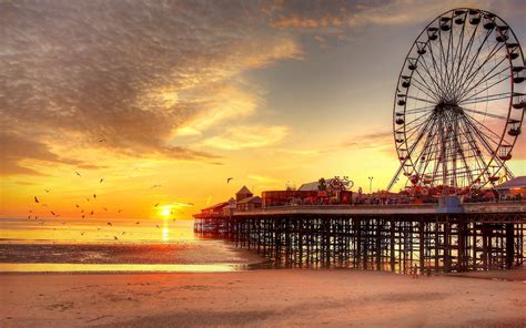 Pier Blackpool United Kingdom Sunset Landscape Wallpapers Hd