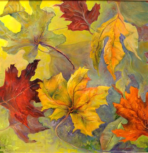 Falling Autumn Leaves Painting By Martha Zausmer Paul