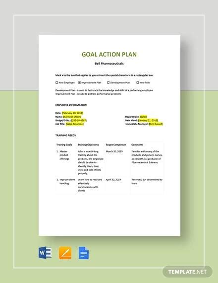 Goal Setting Action Plan Template For Employee Images Amashusho