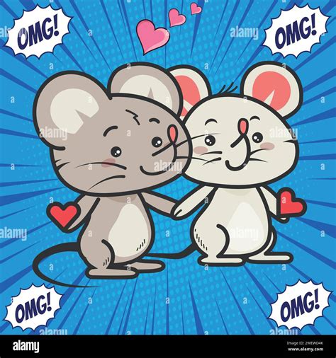 Cute Mouse Couple Love Pop Art Design Vector Image Stock Vector Image