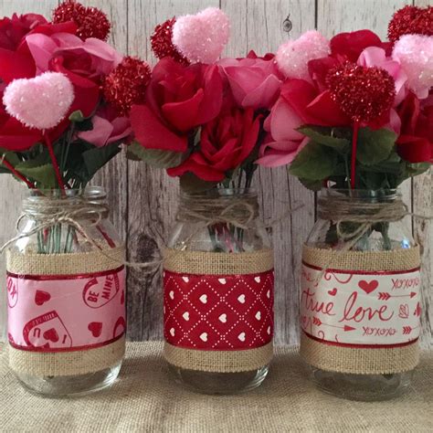 Valentines Day Mason Jar Burlap Vases Limited Quantity Available