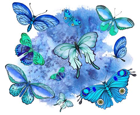 Collection Of Watercolor Butterflies 566784 Illustrations Design