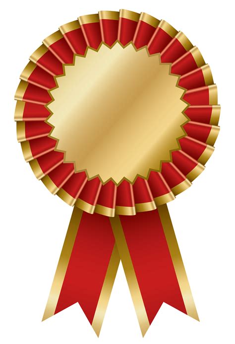 Red And Gold Transparent Rosette Ribbon Png Clipart Gallery