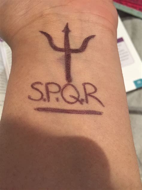 Percy Jacksons Spqr Tattoo Spqr Tattoo Hand Tattoos Percy Jackson