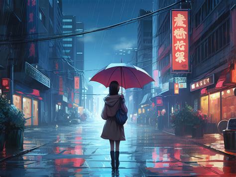 1152x864 Anime Girl Walking In Rain Umbrella 5k Wallpaper1152x864