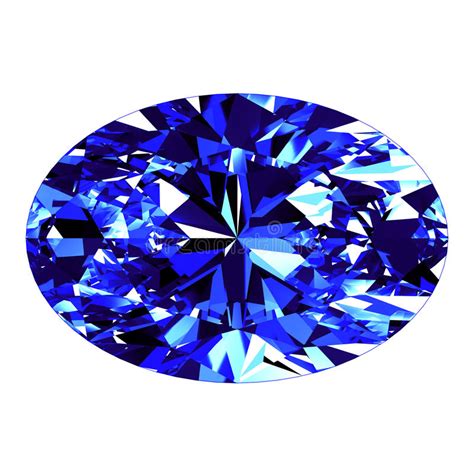 Sapphire Oval Cut Over White Background Stock Illustration