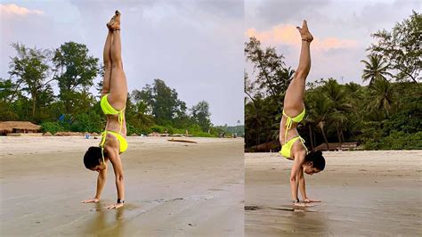 Abigail Pande Performs Longest Handstand In Bikini On Goan Beach Tv Times Of India Videos