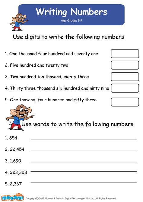 Writing Numbers Worksheet Math For Kids Mocomi