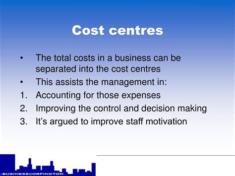 Ppt Cost Centres Powerpoint Presentation Free Download Id563173