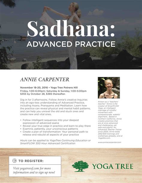 Sadhana Advanced Practice Yoga Tree Potrero Annie Carpenter