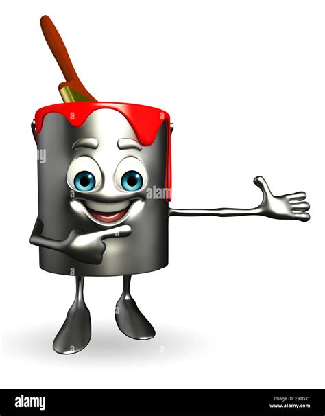 Cartoon Character Of Paint Bucket Is Pointing Stock Photo Alamy