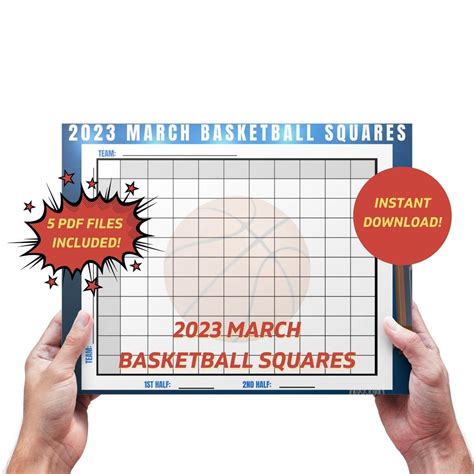 Printable March Madness Squares Instant Download 2023 Etsy