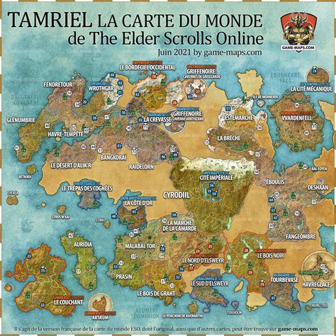 ESO Tamriel, La carte du Monde de The Elder Scrolls Online 2021
