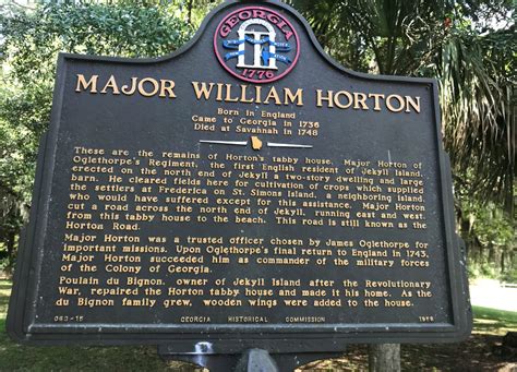 Major William Horton Born In England Came To Georgia In 1736 Died In Savannah In 1748