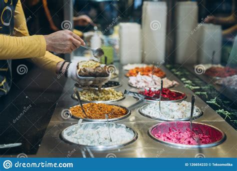 Cold snacks are simply your cold beverages of choice! Table With Different Cold Snacks, A Buffet Stock Image ...