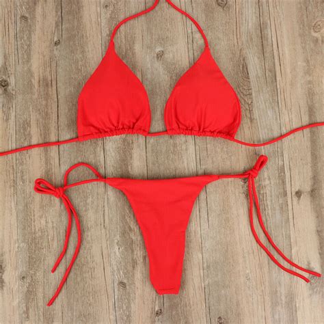Sexy Micro Bikini Shiny Women Brazilian G String Set Thong Swimwear Swimsuit Ebay