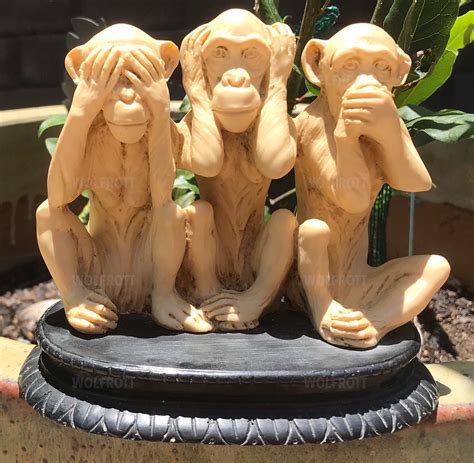 Ivory Bone Or Resin 3 Wise Monkeys Antiques Board
